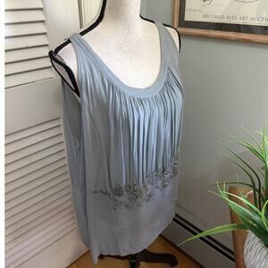 Dries Van Noten Top Womens 42 US 42 Gray Silk Beaded Sheer Tunic Quiet Luxury